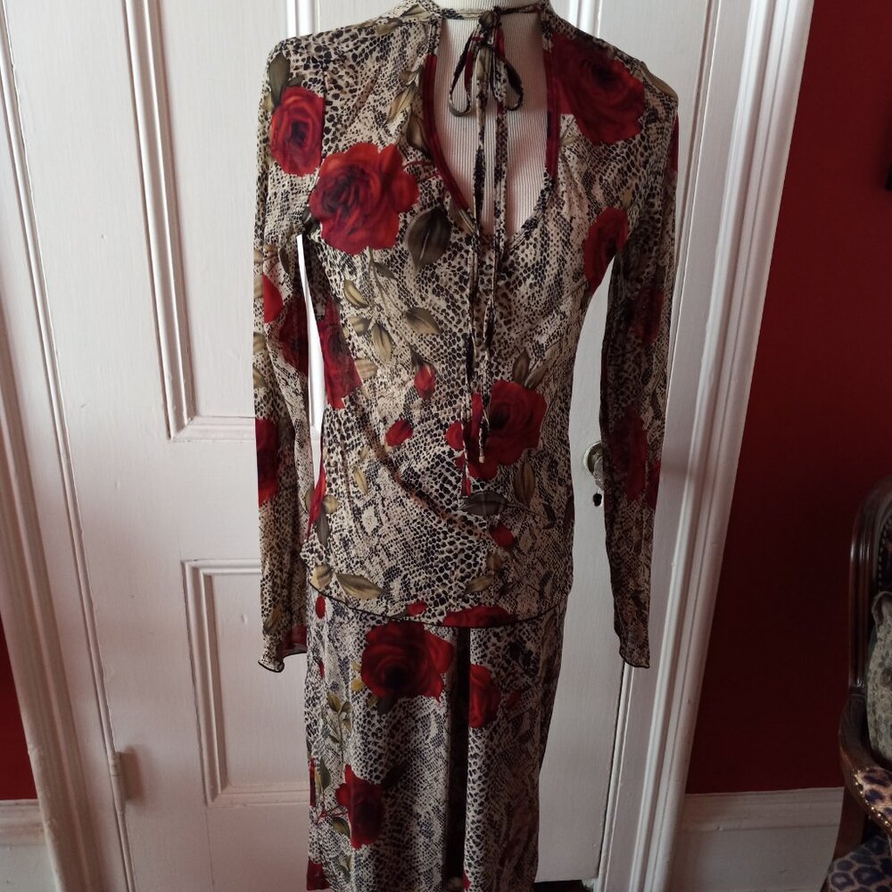 EXPRESS FLORAL MESH SKIRT TOP SET L